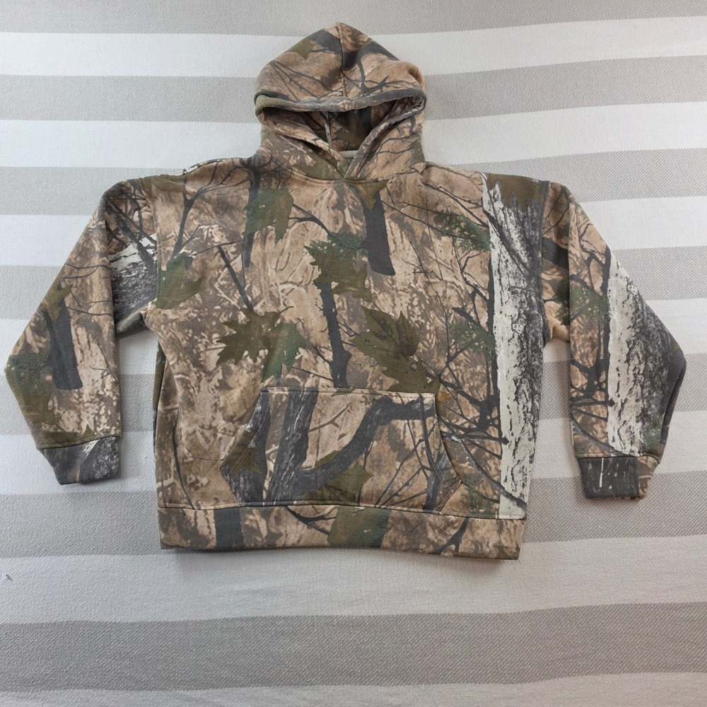 Art & Motion Camo Hoodie Mens M Brown Green Excellent Fleece Pullover